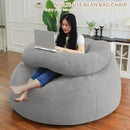 HABUTWAY Bean Bag Chair with U-shaped Pillow for Adult and Kids Big BeanBag Chair with Filling Ultra Soft Faux Fur Couch Chair with Washable Cover for Living Room Bedroom Office,Light Grey& Light Grey by CozyNest Decor