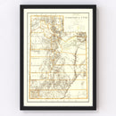 Vintage Map of Utah 1876