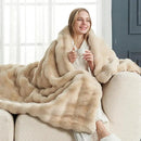 Cozy Bliss Faux Fur Throw Blanket for Couch, Fuzzy Soft Plush Thick Bubble Blanket for Sofa Bedroom Living Room, 60 * 80 Inches Beige by CozyNest Decor