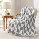 Snuggle Sac Chevron Throw Blanket for Couch, Reversible Super Soft Warm Blankets Cozy Knit Fuzzy Plush Lightweight Throws for Sofa, Bed, Camping,Grey,50x60 inches by TinyTreasures Baby Boutique