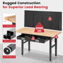 Work Bench for Garage with Drawers 60 x 22 Inch Heavy Duty Rubberwood Tabletop Work Table with Pegboard, Power Outlets Adjustable Workbench for Woodworking Shop, Home, Office, Electronic by GreenHaven Gardens