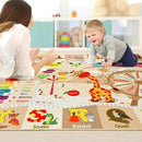 Kids Rugs for Playroom Washable, Educational and Fun Learning Rugs with ABC Alphabet Animals Shapes, Baby Toddler Children's Play Mat for Bedroom Classroom Nursery, 3x5 Feet, Beige and Pink by CozyNest Decor