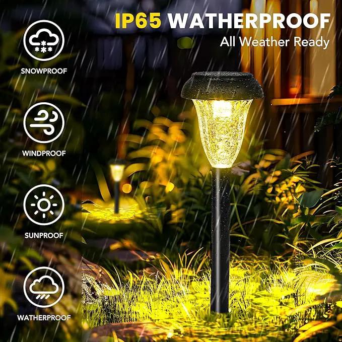 GIGALUMI 16 Pack Solar Lights Outdoor Waterproof, Warm White Pathway Light Solar Powered, Landscape Lighting, Garden Lights for Decor, Patio, Garden, Yard, Pathways, Walkways, photo 5 of 8