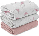 Muslin Swaddle Blankets for Newborn, 3 Pack Breathable Soft Receiving Blanket, Large 38 x 40 inches Swaddle Wrap Burping Clothes Diapers, Essentials Infant Shower Items, Toddler Gift (Clouds & Stars) by TinyTreasures Baby Boutique