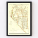 Vintage Map of Nevada 1876