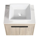 24" Modern Design Float Bathroom Vanity With Ceramic Basin Set, Wall Mounted White Oak Vanity With Soft Close Door, KD-PackingD-Packing Pieces