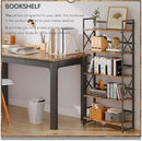 4NM 5 Tiers No Assembly Book Shelves, 51.2" H Folding Bookshelf Bookcase Open Industrial Foldable Shelves for Bedroom, Living Room, Home Office - Rustic Brown Black by CozyNest Decor