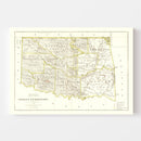 Vintage Map of Oklahoma 1876