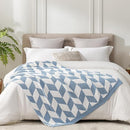 Snuggle Sac Chevron Throw Blanket for Couch, Reversible Super Soft Warm Blankets Cozy Knit Fuzzy Plush Lightweight Throws for Sofa, Bed, Camping, Blue, 50x60 inches by TinyTreasures Baby Boutique