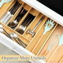 7 Pcs Adjustable Bamboo Drawer Dividers Expandable Drawer Organizers Cutlery Tray Spring Separators Organization for Kitchen Bedroom Bathroom Dresser Office by CozyNest Decor