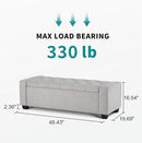 48" Ottoman with Storage, Storage Ottoman Bench with Safety Hinge, Upholstered Entryway Bench with Seating for Bedroom, Living Room, Holds up to 330 lb(Light Gray) by CozyNest Decor