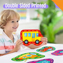 9 Pieces Kids Lacing Cards, Double Sided Vehicle Sewing Cards with 9 Colorful Laces, Imagination Development Lacing Toys Games for Children Educational and Learning Activity by TinyTreasures Baby Boutique