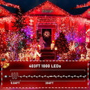 KNONEW 403ft 1000 LED String Lights Outdoor Christmas Lights 8 Modes & Timer Fairy Light Plug in Waterproof LED String Lights for Xmas Yard Tree Wedding Party Holiday Decorations (Red)