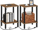 TUTOTAK End Table with Charging Station, Side Table with USB Ports and Outlets, Nightstand, 2-Tier Storage Shelf, Sofa Table for Small Space, 1 Package（2PCS） TB01BB041 by CozyNest Decor
