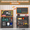 Workbench with Pegboard, Adjustable Heavy Duty Work Table with Wheels, Heavy Duty Workstation, Metal Tool Work Bench for Garage Warehouse Workshop, 48" H x 18" D x 34" W, Black by GreenHaven Gardens