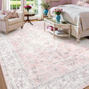 LIVEBOX Pink 10x14 Area Rug for Bedroom Girls, Boho Washable Rugs for Living Room Nursery, Non-Slip Indoor Soft Carpet Low-Pile Farmhouse Carpets for Dining Room Kids Playroom, Pink by TinyTreasures Baby Boutique