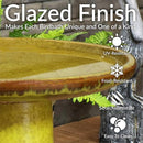 Sunnydaze 21" H Ceramic Bird Bath for Outside - Hand-Painted Outdoor Bird Bath Bowl, UV/Frost-Resistant Finish - Cognac Yellow - Ribbed Pedestal by GreenHaven Gardens