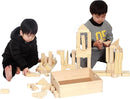 Standard Unit Building Blocks for Toddlers with Storage Tray (64 Pcs) Sanded Wood Blocks for Children, Original STEAM, and STEM Learning, Classic Wooden Toys for Kids Parties and Classrooms by TinyTreasures Baby Boutique