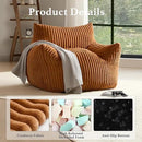 Giant Plush Bean Bag Chair for Adults with Armrests - Oversized Comfy Orange Beanbag Lounge Lazy Floor Sofa Accent Chair for Living Room, Bedroom & Dorm, Cozy Fluffy Single Cloud Mini Couch by CozyNest Decor