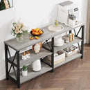 LVB Industrial Entryway Table, Farmhouse Rustic Console Table Behind Couch, Long Metal Wooden Sofa Table with Storage Shelf, Modern Foyer Hallway for Living Room Bedroom, Light Grey Oak, 63 in by CozyNest Decor