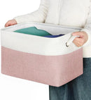 Kntiwiwo Foldable Storage Bins 15" x 10" x 9.5" Fabric Storage Basket Cube with Handles Large Linen Closet Organizer Bins for Organizing Shelf Home, Set of 3, Pink by CozyNest Decor