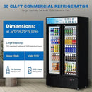 30 Cu.ft. Commercial Beverage Refrigerators Glass Door Refrigerator Upright Display Cooler with Soft LED Light and Adjustable Shelves for Restaurant Grocery Stores Home by CozyNest Decor