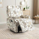UIXE Swivel Rocker Manual Recliner Chair, Wingback Swivel Glider Fabric Nursery Reclining Sofa Chair, High Back Upholstered Arm Chair for Living Room Bedroom - Beige Plants by CozyNest Decor