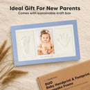 Baby Hand and Footprint Kit - Clay Handprint Keepsake Frame, Newborn Nursery Picture Frame, Personalized New Mom Gifts for Baby Shower & Registry (Cornflower) by TinyTreasures Baby Boutique