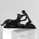 Boy and Dog Statue, Love of Dog Sculpture, Gifts for Dog Lovers, Dog Memorial Gifts for Man and Boy, Cast Iron, Black by GreenHaven Gardens