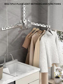 Dr.DJ Wall Hanger for Clothes, Coat Hanger Wall Mounted Silver Retractable Clothes Drying Organizer Rack Garment Hooks Aluminium Folding Indoor Space Save (2 Racks) Silver by CozyNest Decor