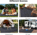 OLANLY Outdoor Rug 5x8 ft Waterproof, Outdoor Plastic Straw Rug with Geometric Pattern Clearance, Reversible RV Mat for Patio, Camping, Balcony, Deck, Backyard, Black & Beige by CozyNest Decor