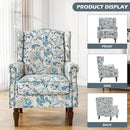 UIXE High Back Floral Accent Chair, Fabric Upholstered Armchair for Living Room, Retro Printed Wingback Arm Chair Nailhead Trim Single Sofa Bedroom Reading Seat - Boho Blue by CozyNest Decor