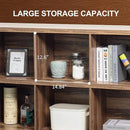 8 Cube Storage Organizer Bookshelf, Industrial Horizontal Bookcase, Accent Cubby Shelf, Media Console Table for Living Room, Home Office, 63 Inches, Light Oak by CozyNest Decor