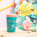 Zak Designs Shells Kelso Tumbler Set, Leak-Proof Screw-On Lid with Straw, Bundle for Kids Includes Plastic and Stainless Steel Cups with Bonus Sipper (3pc Set, Non-BPA) 15 fl.oz. by TinyTreasures Baby Boutique