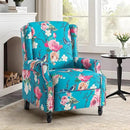 UIXE Floral Pushback Recliner Chair, Fabric Upholstered Armchair Push Back Accent Chair for Living Room, Rivet Trim Club Chair Home Theater Single Sofa Reading Seat - Peacock Blue by CozyNest Decor