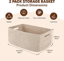 OIAHOMY Storage Basket for Shelves, Closet Cube Storage Bins Baskets for Clothes Blanket Towels, Baby Nursery, Toy Box, Woven Rope Basket, 15.75*11.81*7.09 IN, 2 Packs Brown by TinyTreasures Baby Boutique