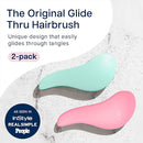 Crave Naturals Glide Thru Detangler Brush Pack of 2 - Curly Hair Brush for Women and Kids - Wet and Dry Comb for Adults - Soft Flexible Bristles for Gentle Use - Turquoise and Pink by TinyTreasures Baby Boutique