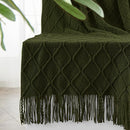 inhand Knitted Throw Blankets for Couch and Bed, Soft Cozy Knit Blanket with Tassel, Dark Green Lightweight Decorative Blankets and Throws, Farmhouse Warm Woven Blanket for Men and Women, 60"x80" by CozyNest Decor