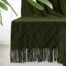 inhand Knitted Throw Blankets for Couch and Bed, Soft Cozy Knit Blanket with Tassel, Dark Green Lightweight Decorative Blankets and Throws, Farmhouse Warm Woven Blanket for Men and Women, 50"x60" by CozyNest Decor