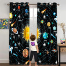 Outer Space Curtains for Boys - 2Pcs Solar System Print Curtain Panels for Boys Bedroom Planets Galaxy 95% Blackout Grommet Top Window Drapes for Living Room, 82" x 84" by TinyTreasures Baby Boutique