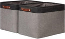 DULLEMELO Storage Bins 16"x12"x12" With Leather Handles for Organizing,Decorative Collapsible Storage Baskets for Shelves Closet Home Office (Black&Grey) by TinyTreasures Baby Boutique