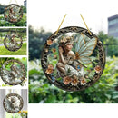 Flower Fairy Garden Decorations Angel Wing Christmas Halloween Deco Statue Art Elf Sculpture Hanging Craft for Outdoor Yard Courtyard Lawn Patio Window Acrylic Ornament Home Gift (A,S: 6*6 IN) by CozyNest Decor