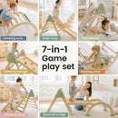 Tiny Land Pikler Triangle Set,7-in-1 Foldable Montessori Toddler Climbing Toys Indoor, Wooden Playground Jungle Gym for Kids, Climber Gift for Boys & Girls Toddler Climbing Toys (Morandi) by TinyTreasures Baby Boutique