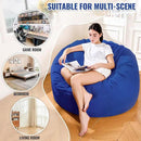 4FT Bean Bag Chair: Bean Bag with Velvet Cover, Fluffy and Comfy Bean Bag Chairs for Adults and Kids, Bean Bag Sofa Filled with High-Density Sponge for Gaming (Blue) by CozyNest Decor