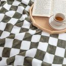 LOMAO Throw Blankets Flannel Blanket with Checkerboard Grid Pattern Soft Throw Blanket for Couch, Bed, Sofa Luxurious Warm and Cozy for All Seasons (Dark Olive, 90"x90") by CozyNest Decor