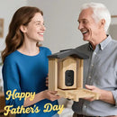 Bird Feeder with Camera, Smart Bird Feeder for Outdoors, Wild Birds Feeders with Solar Panel Bamboo Birds House Camera for Birdlovers, AI Auto Capture Birds & Real-time Notification (Gable) by CozyNest Decor