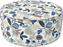 LVTXIII Indoor/Outdoor Inflatable Ottoman, D31 x H14 Inch Large Round Ottoman, All Weather Foot Rest Stool, Portable Footrest for Patio, Garden, Camping and Home - Breeze Leaves Beige by CozyNest Decor