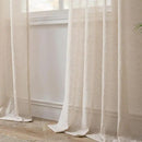 FMFUNCTEX Linen Sheer Curtains for Bedroom, Taupe Curtains 96 inches Long for Living Room, Brown Farmhouse French Flax Blend Window Draperies, Rod Pocket 2 Panels Set by CozyNest Decor