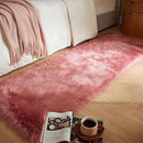 AMTOVO Faux Fur Rug, Blush Pink Ultra Soft Fluffy Shag Sheepskin Rug, 2 x 6 ft Runner Area Rugs for Bedroom Sofa Throw Cushion Room Decor, Rectangle by CozyNest Decor