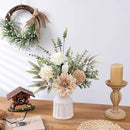 Fake Flowers in Vase, Artificial Flowers with Vase, 15.7'' Floral Arrangements for Dining Table Centerpiece Decor, Silk Roses & Faux Dahlia Bouquet for Farmfouse Kitchen Coffee Table Decor (Brown) by CozyNest Decor